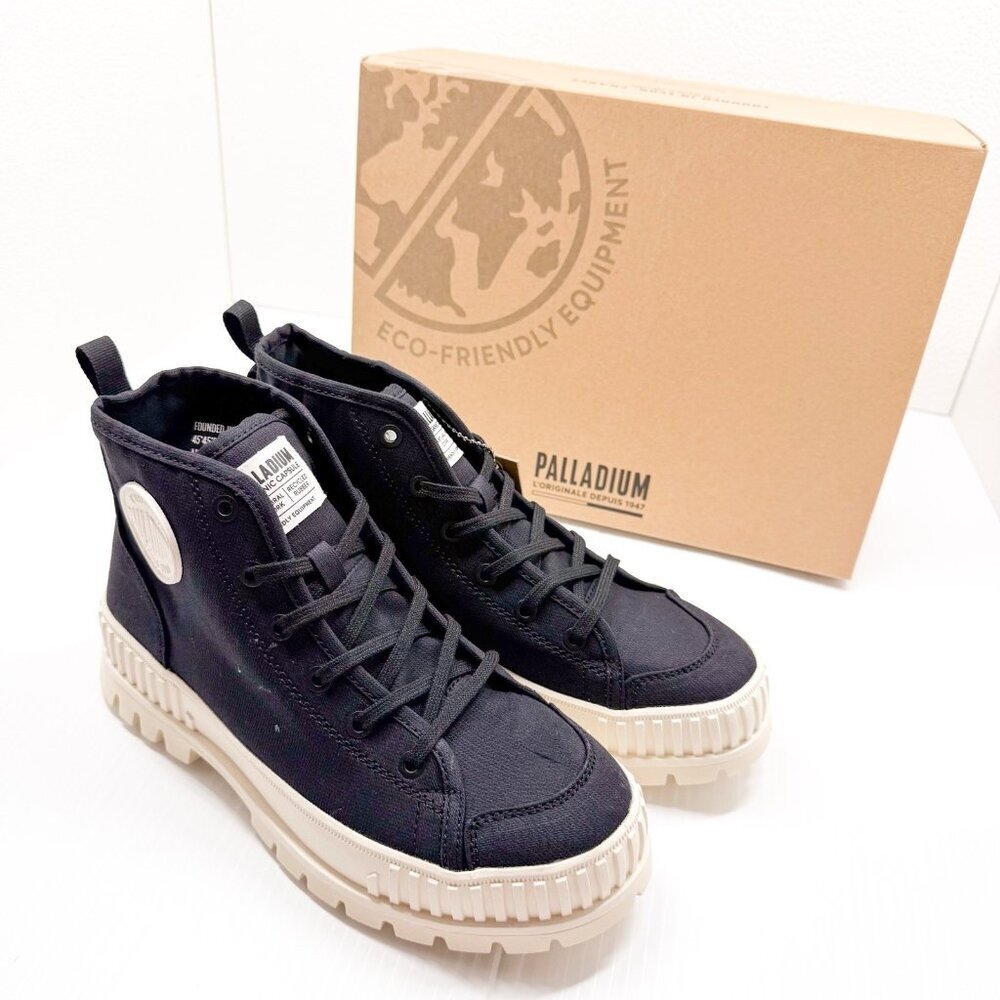 Palladium Pallashock Org 2 Sneakers Men 8 Black Eco Friendly Canvas High Top Boo